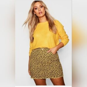Boohoo Plus Coloured Leopard Frayed Hem Skirt Size 12